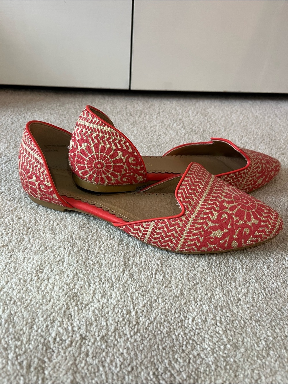 Restricted Orange and Tan D'Orsay Flats